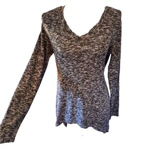 Paper Crane Charcoal Long Sleeve V-Neck Top